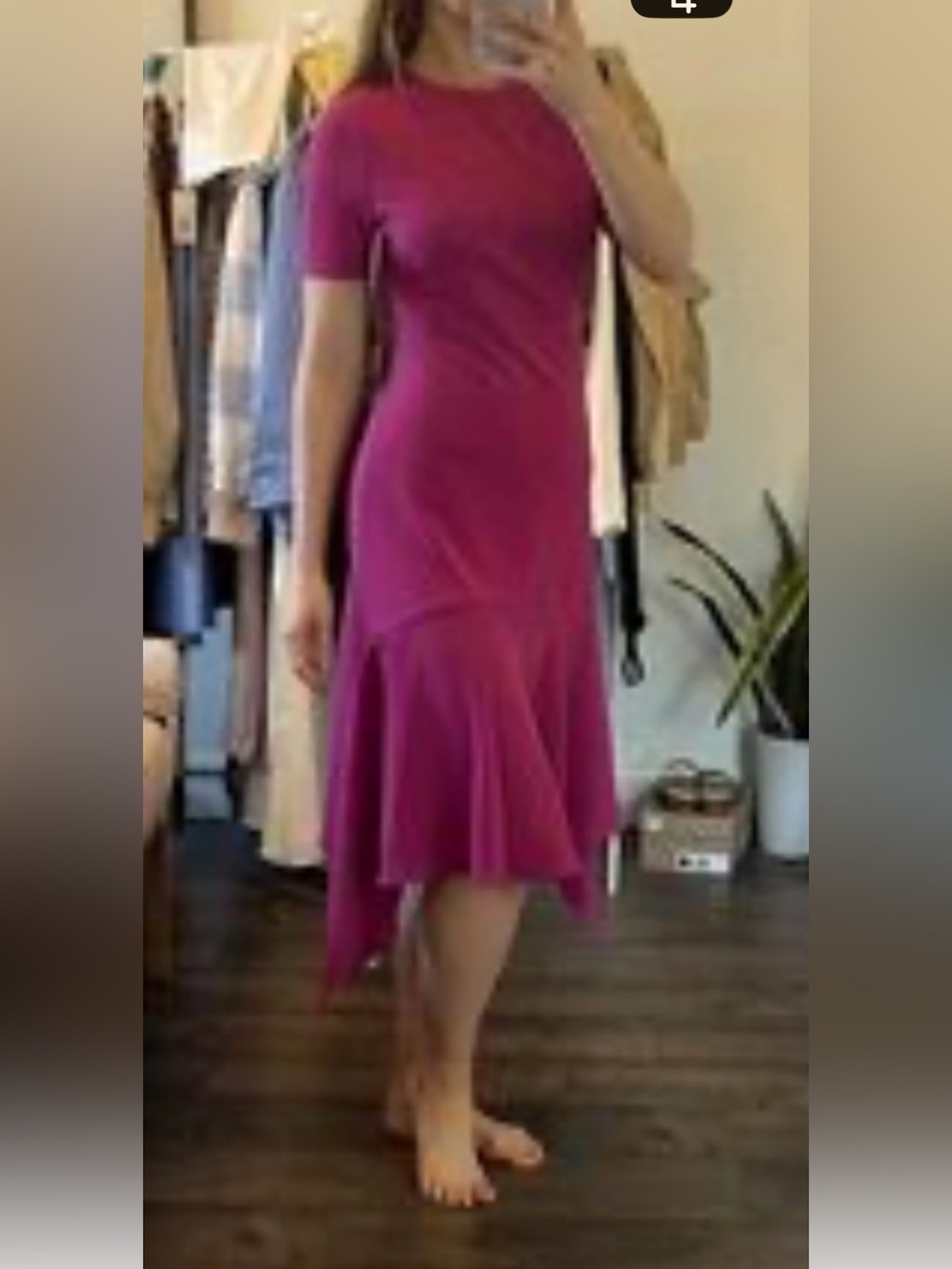Nordstrom Magenta High‑Low Flounce Dress